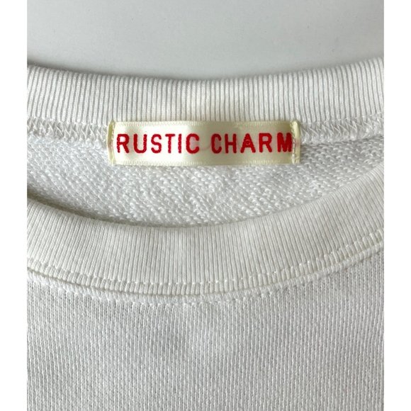 Rustic Charm Women's Japanese Crewneck Wolf Sweater in White - Picture 4 of 6